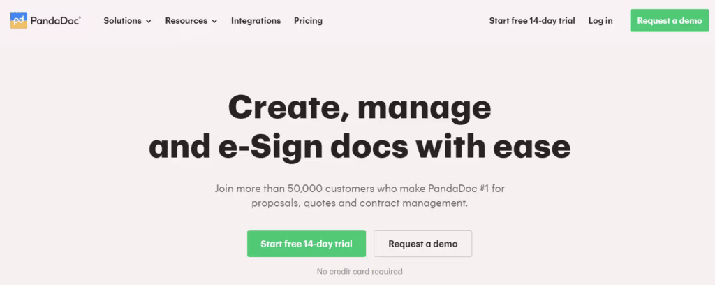 PandaDoc main page