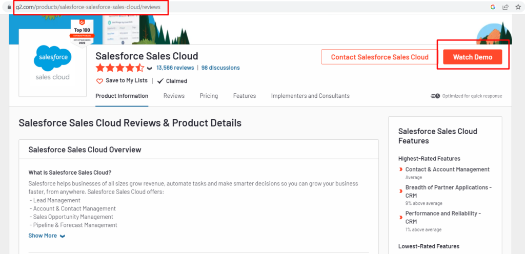Review Salesforce Sales Cloud on g2