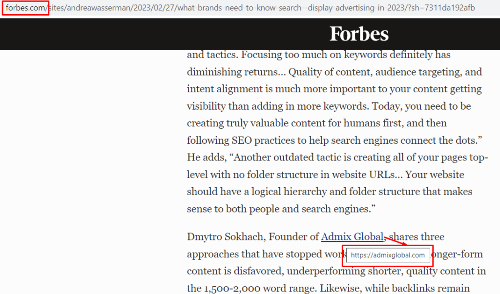 How HARO can be useful for getting backlinks from world-famous websites like Forbes, as illustrated by Admix Global