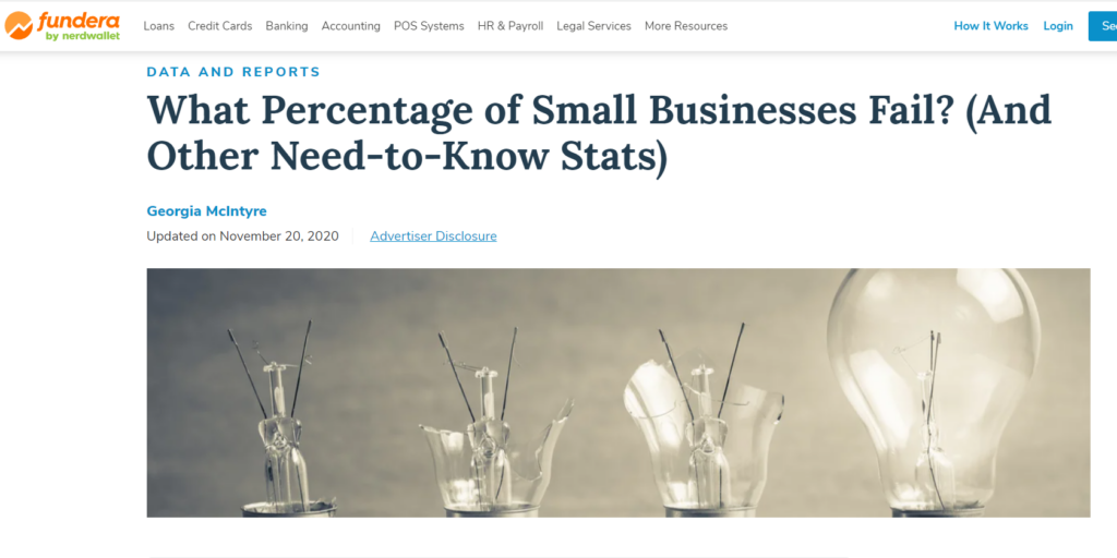 post " What Prcentage of Small Businesses Fail? (And Other Need-to-Know Stats)" in the Fundera blog