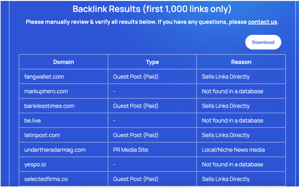 analyze result of Link Type Checker