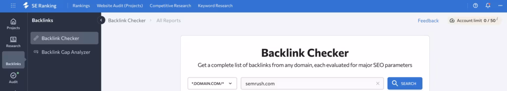 Backlink Checker by SE Ranking