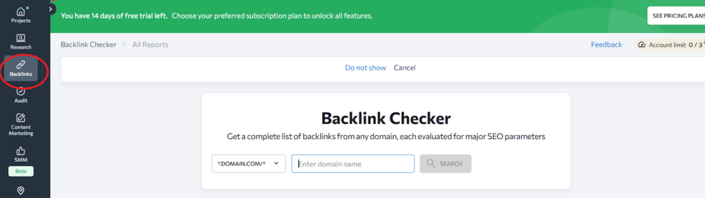 Backlink Checker by SE Ranking