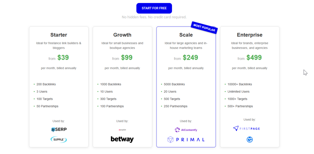 BacklinkManager io pricing