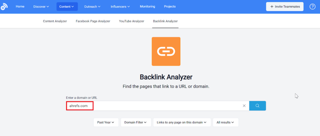 Backlinks Analyzer by BuzzSumo