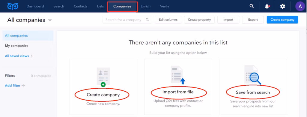 Companies list by GetProspect