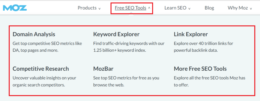 Free SEO Tools by Moz