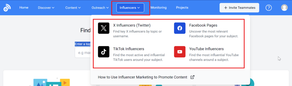 Influencer Search by BuzzSumo