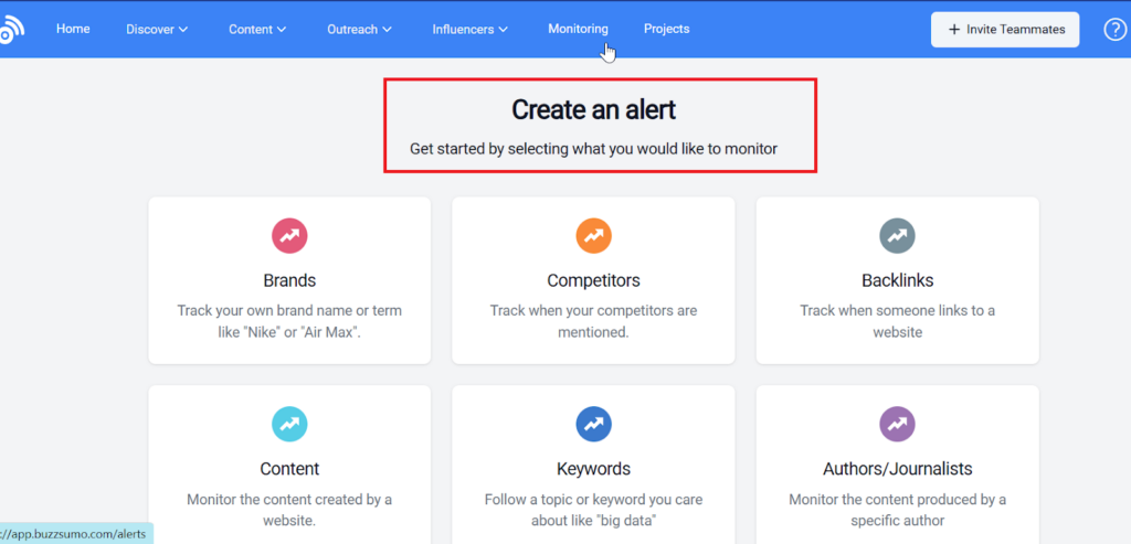 Monitoring Tools by BuzzSumo