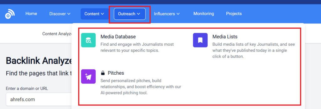 Outreach tools by BuzzSumo