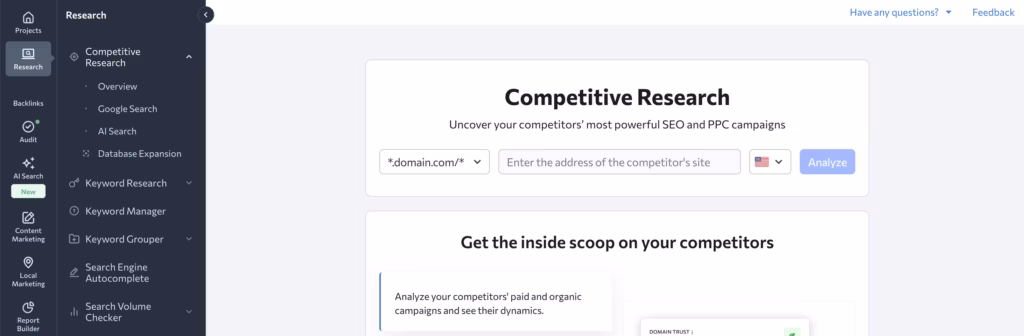 Research Tools by SE Ranking