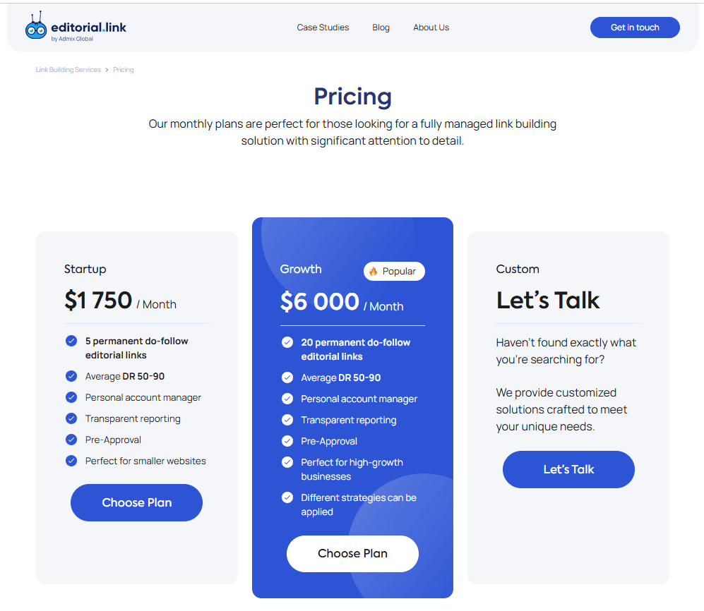 Editorial.Link pricing