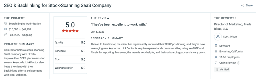 LinkDoctor clutch reviews