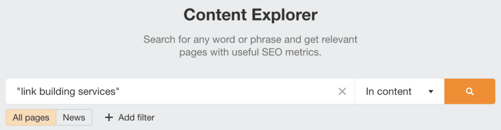 Search for your keyword, setting the search parameter to “In content.”