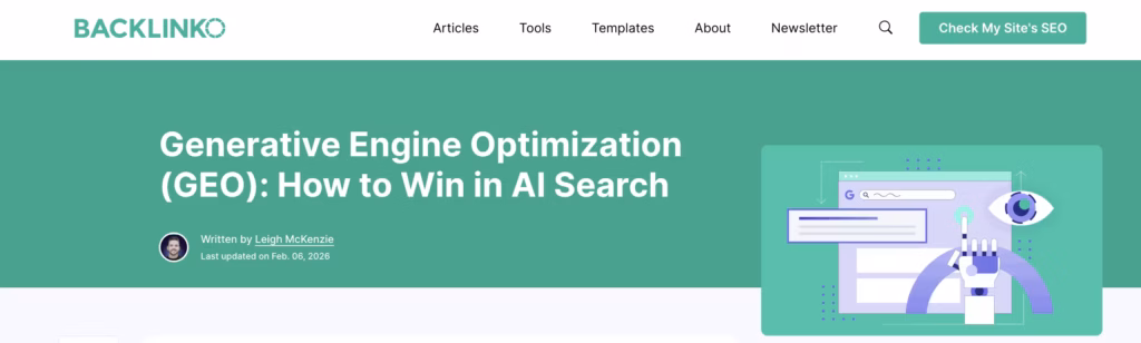 Backlinko articles about GEO