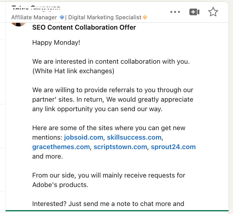 Example Of Collaboration (White Hat Link Exchanges)