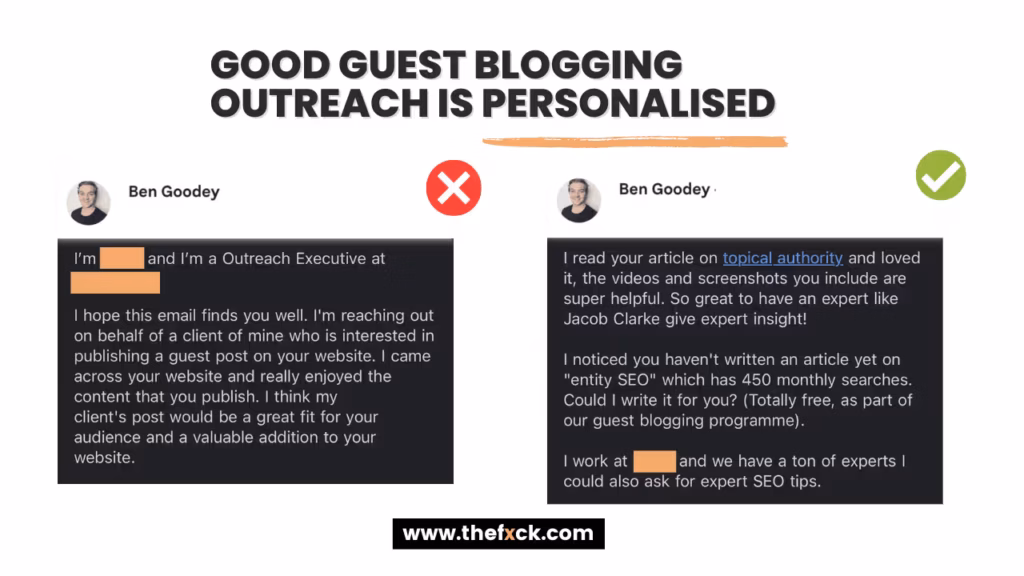 Perfect outreach for guest blogging by Ben Goodey