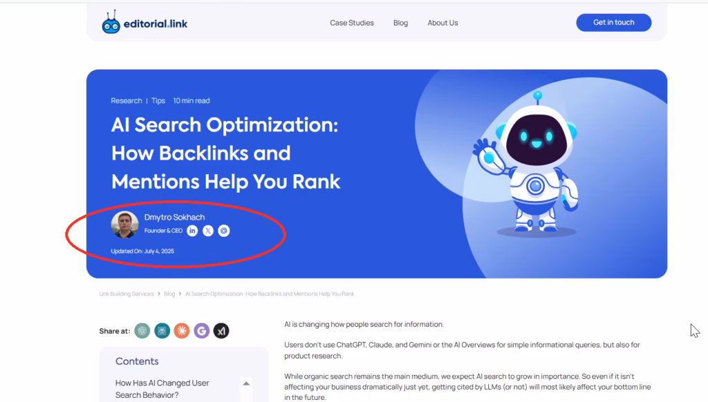 identify author of website
