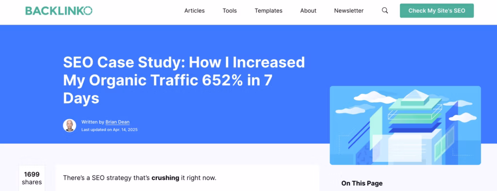 Brian Dean SEO case study