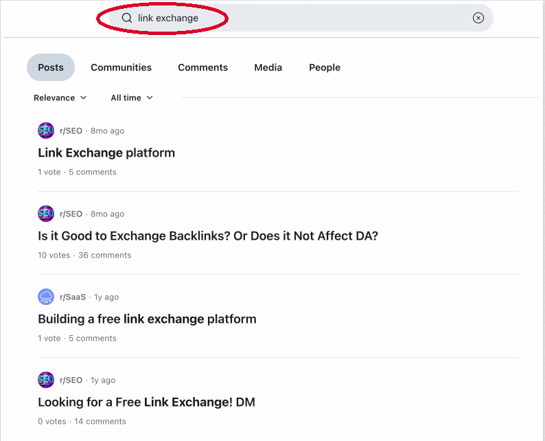 reddit link exchange topic
