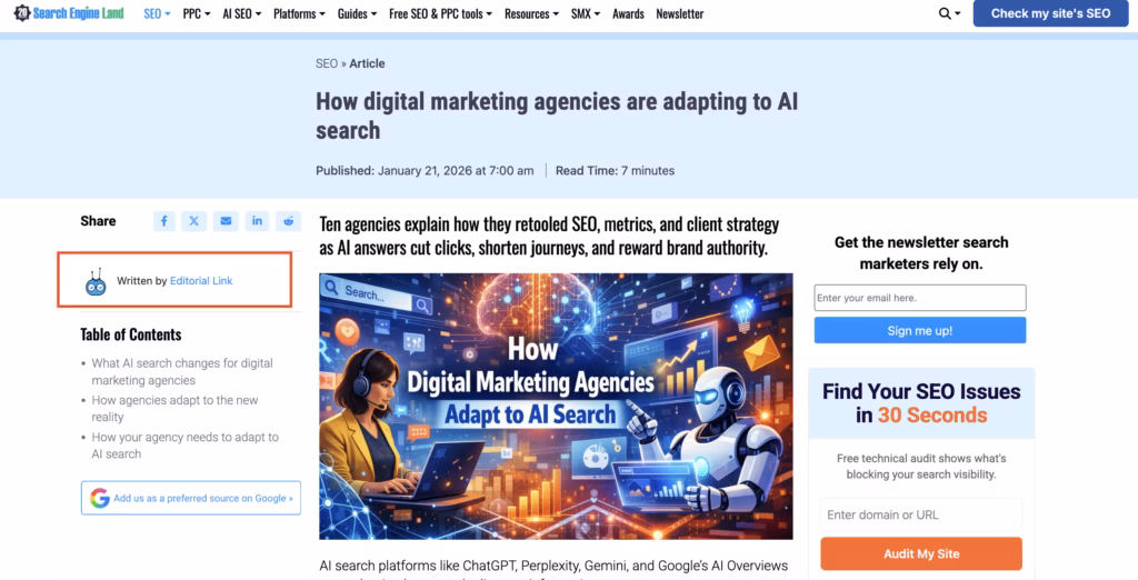 High quality sponsored post on SEL