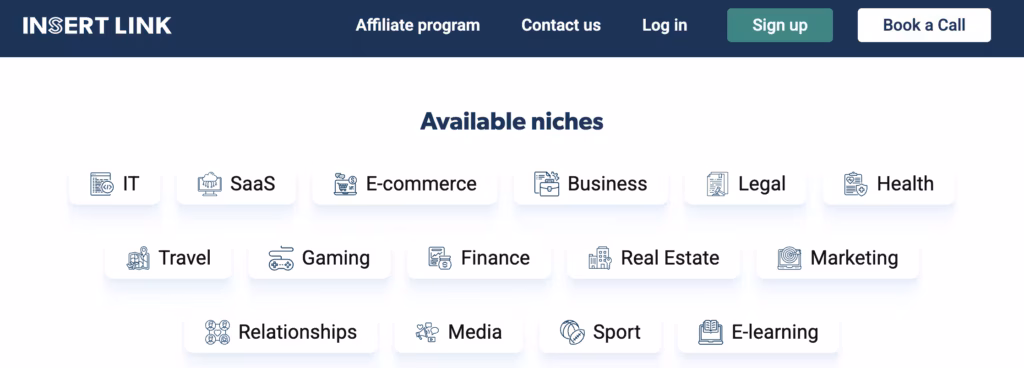 Industries avaliable on INSERT.LINK