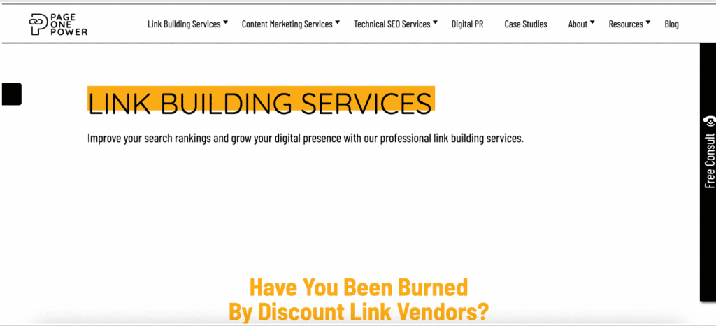 Page One Power link building services