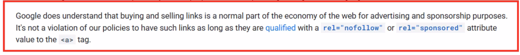 Google about sponsored, nofollow and UGC tag