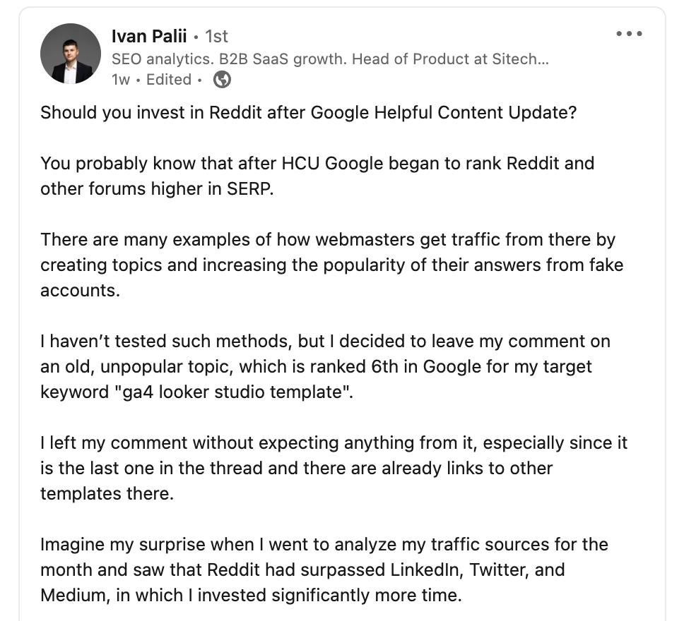Why Your should invest in Reddit after Google Helpful Content Update