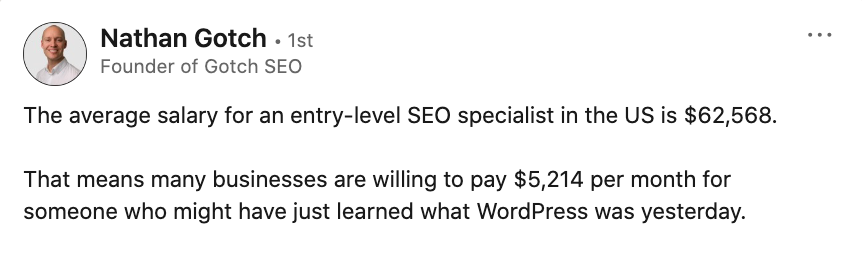 average salary for an entry-level SEOs in the US