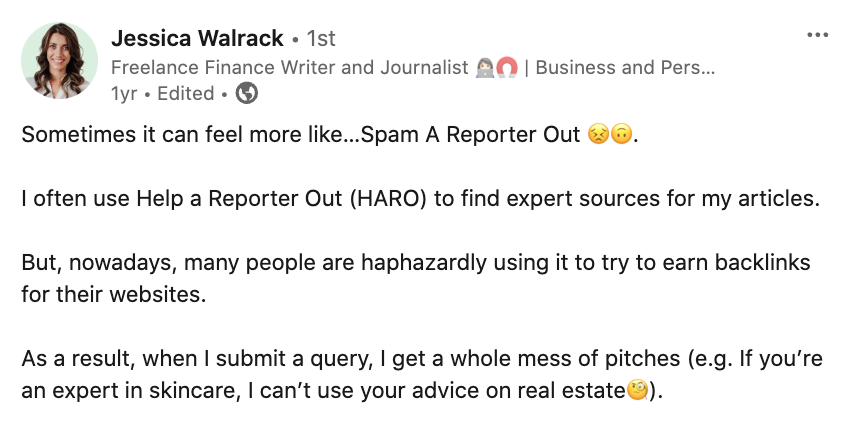 now haro sometimes feel like a spam a reporter out