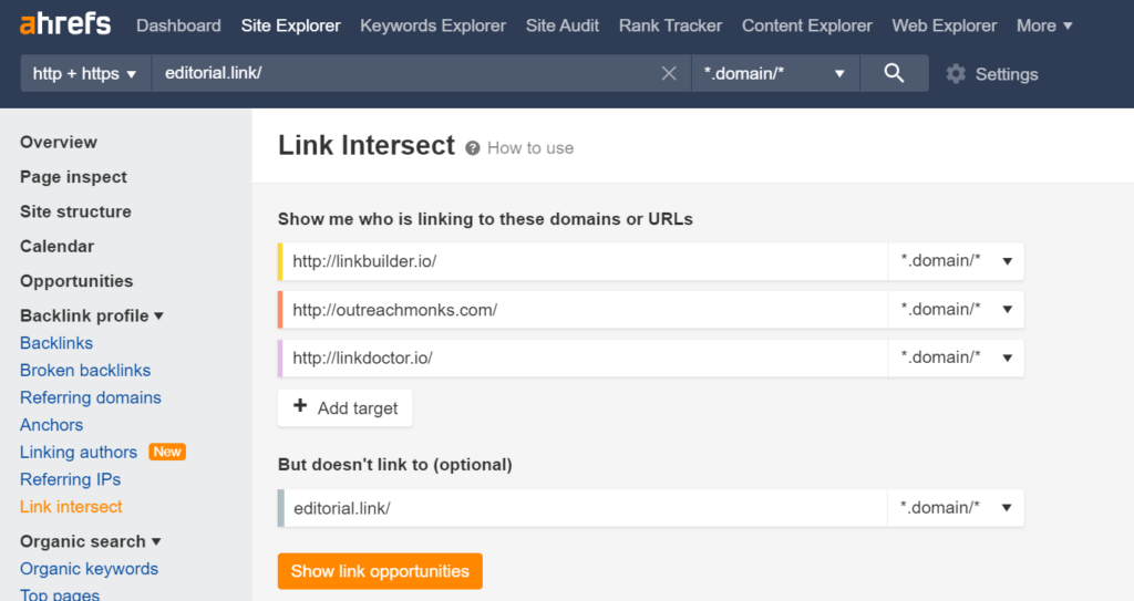 how to use link intersect