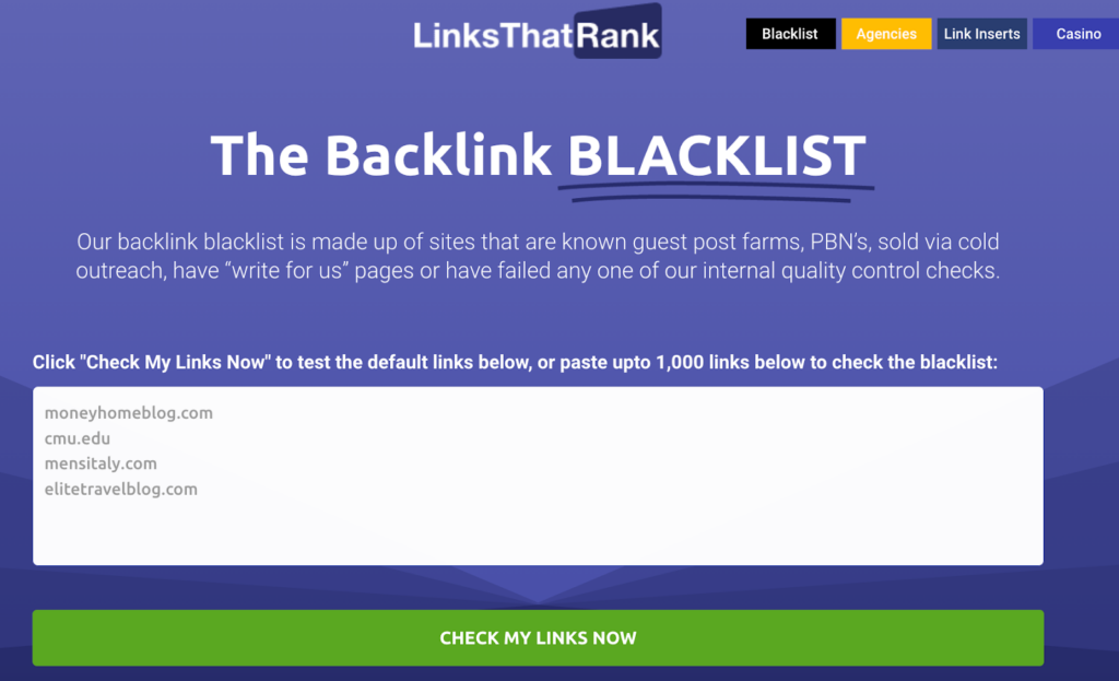 The Backlink Blacklist Tool