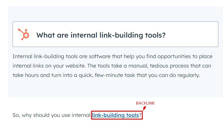 example of HQ backlink from HubSpot
