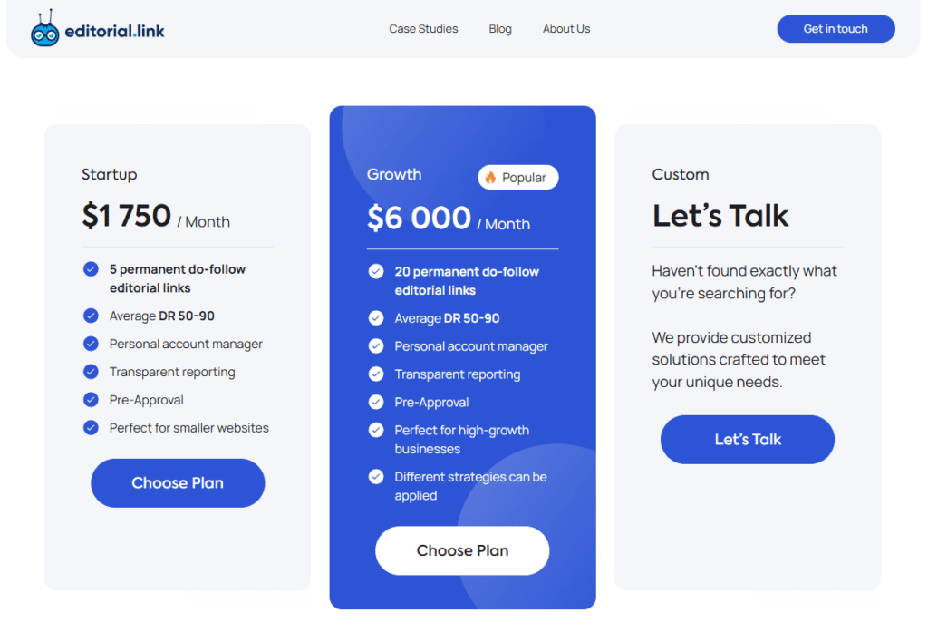 Editorial.Link pricing