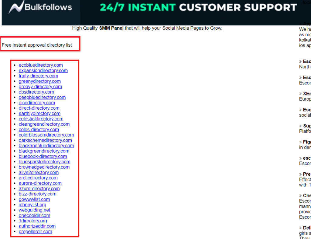 example of non relevant spammy directory