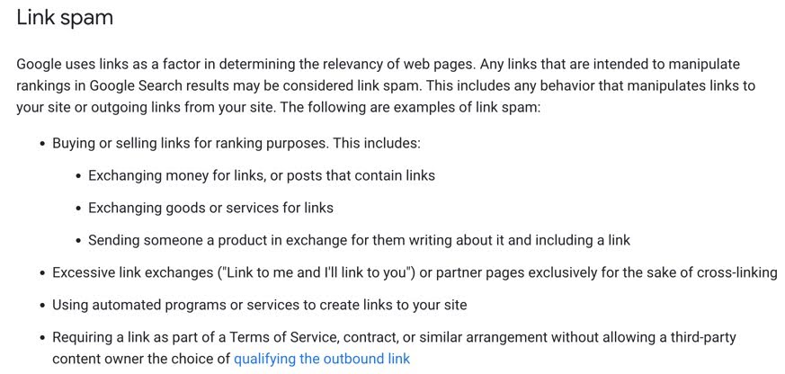 Google Guildness about link spam