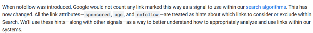 Google has changed how it treats nofollow links