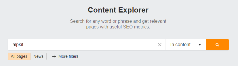 In Content Explorer, type in your “brand name” and set the search mode to In content.