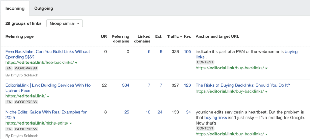 internal links did page strong