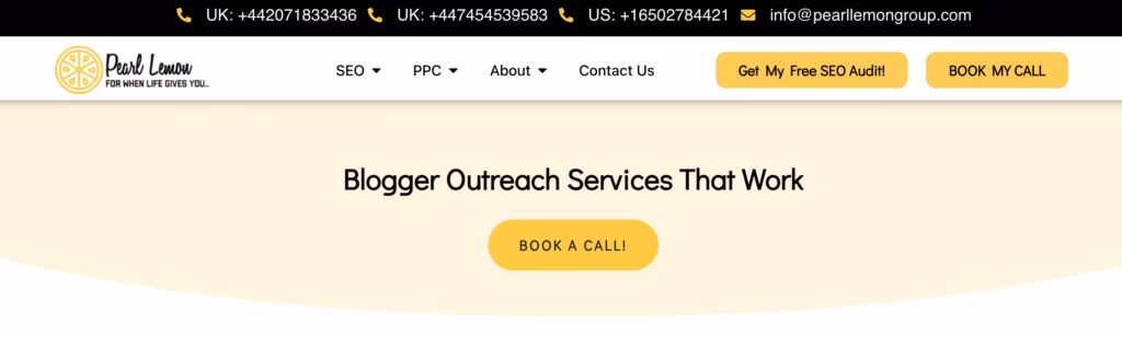 Pearl Lemon blogger outreach services