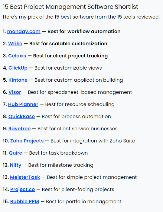 There’s no reason the article can’t be 16 Best Project Management instead of 15.
