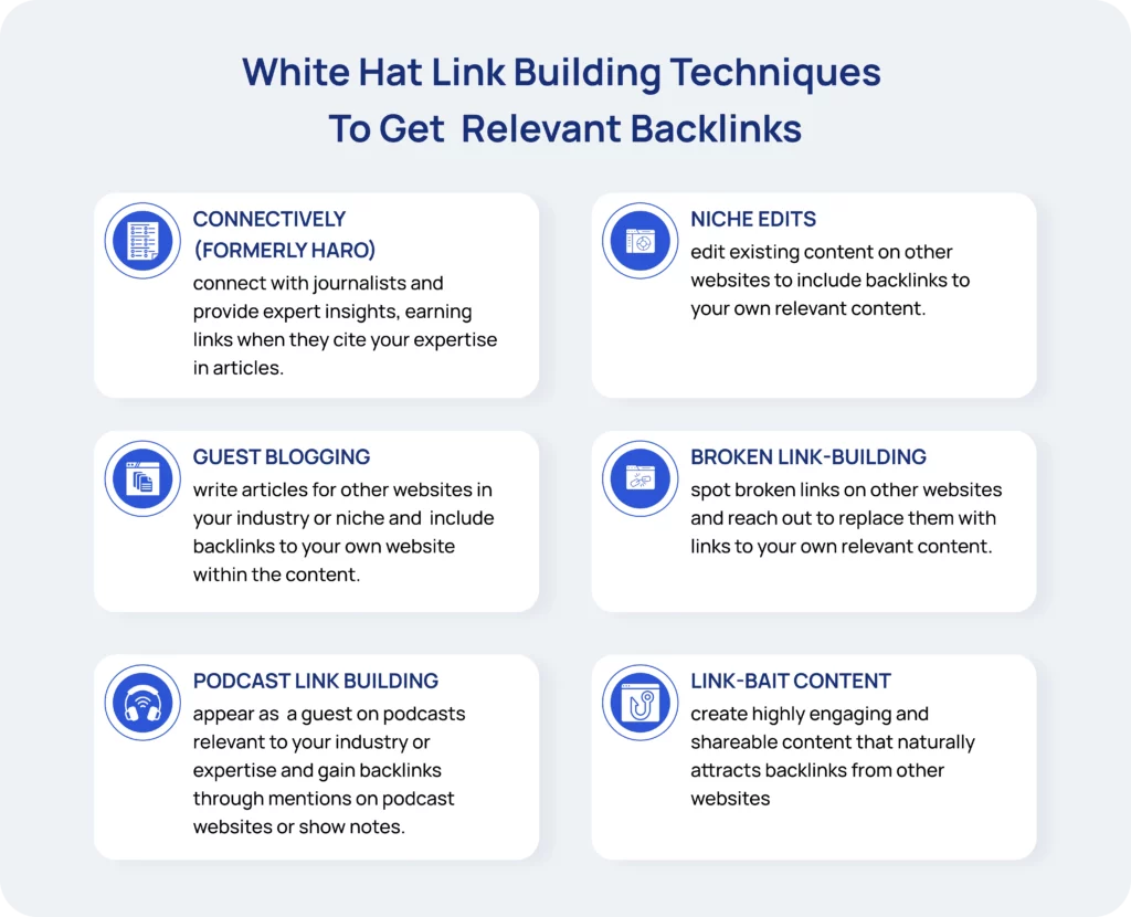 white hat link building techniques to get relevant backlinks