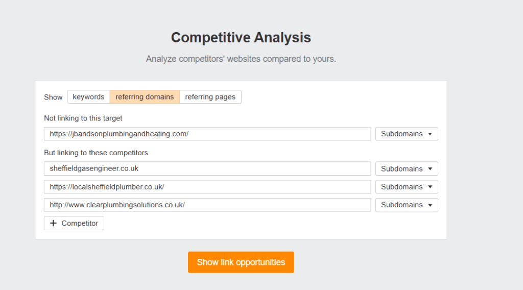 competitive local backlinks analysis