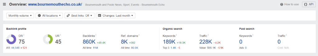 exampale of local newspapers link building metrics