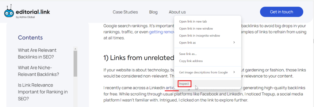 how to check link in chrome browser