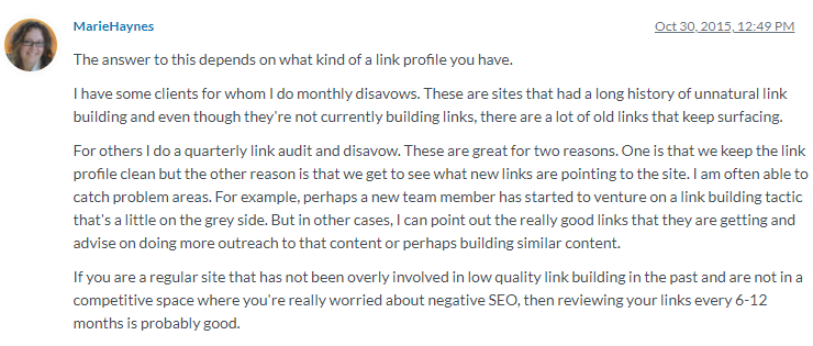 Marie Haynes about backlink profile