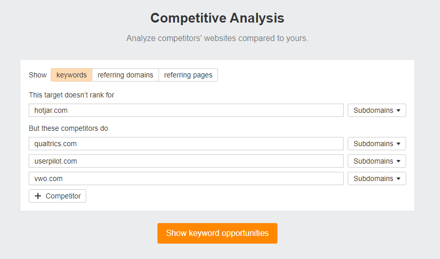 Navigate to Competitive Analysis