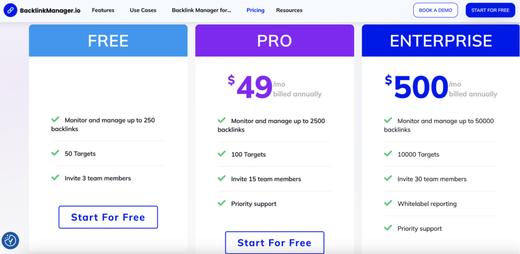 backlinkmanager.io pricing plans