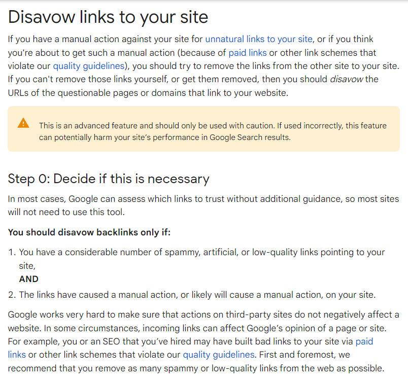 disavow links to your site